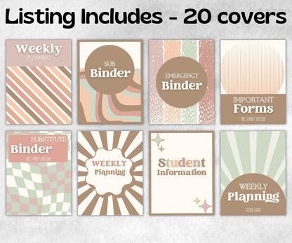 Classroom Teacher binders and folder covers, Editable Binder covers and spines, teacher resources, organized classroom, elementary classroom-Neutral Boho Decor -TheHustlingCatLady-Templates