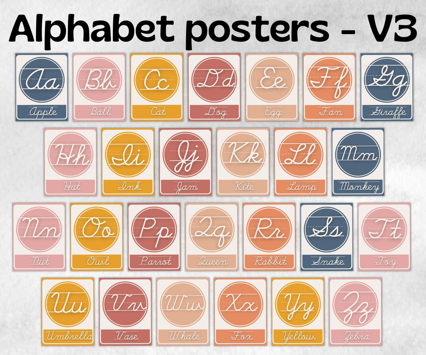 Alphabet Posters, Educational Posters, Educational Print, Educational Wall art, teacher template, school posters, retro boho classroom