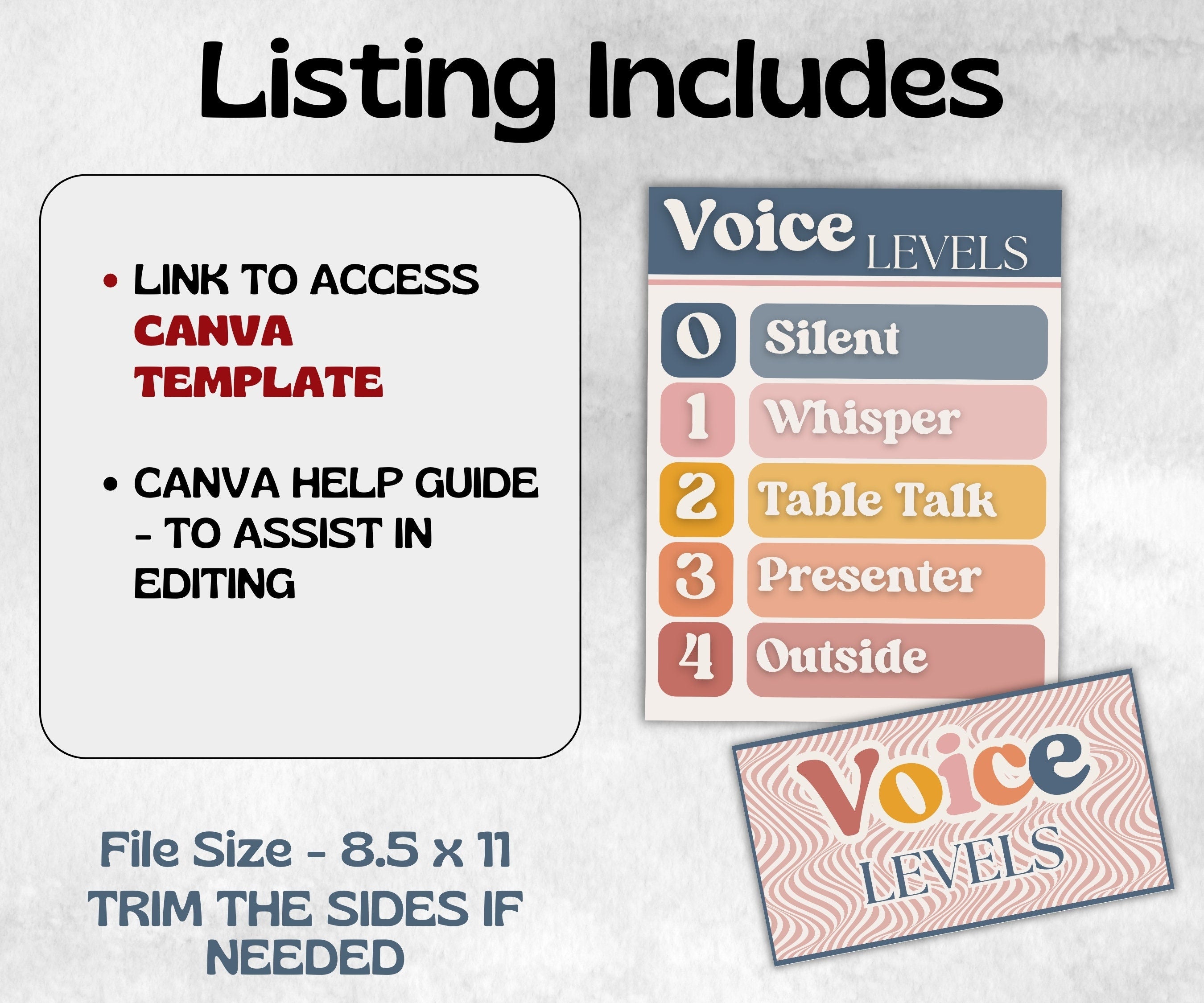 Voice Level Chart, Voice Level Display, Noise Level Display, Class Voice Level, Noise Level Chart, Visual Voice Levels, Voice Level Signs