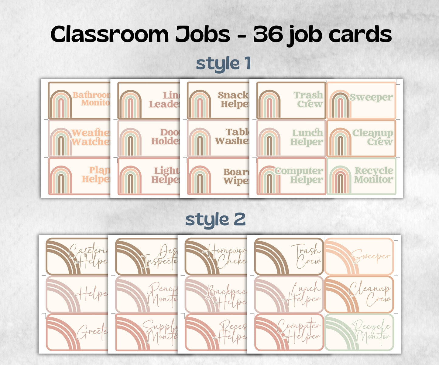 Editable Jobs Chart, Classroom Teacher Resources, Kindergarten, Editable Class Job Display, Elementary Classroom Display, Back To School-Neutral Boho Decor -TheHustlingCatLady-Templates