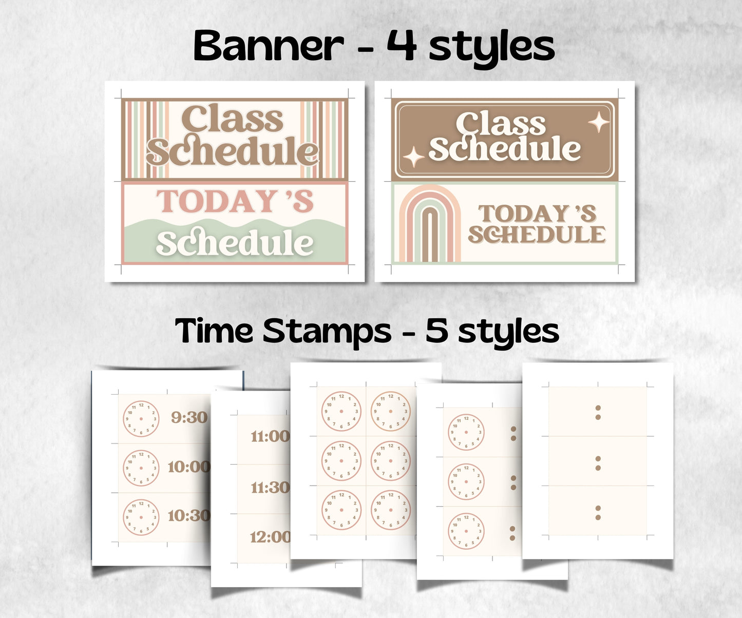 Visual Timetable, Classroom Schedule, Schedule Cards, Elementary Classroom Posters, Class Daily Visual Schedule, Printable Schedule template-Neutral Boho Decor -TheHustlingCatLady-Templates