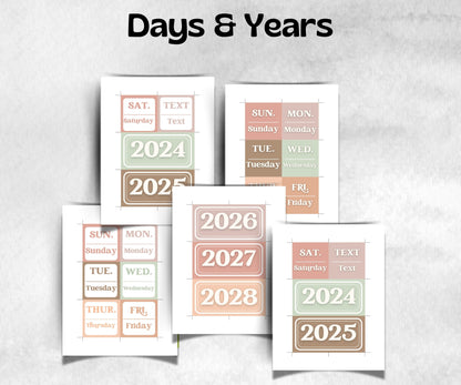 Editable Calendar Display, Classroom Calendar, Back To School, School Calendar, Classroom Theme, Teacher Supplies, Boho Classroom Decor,-Neutral Boho Decor -TheHustlingCatLady-Templates