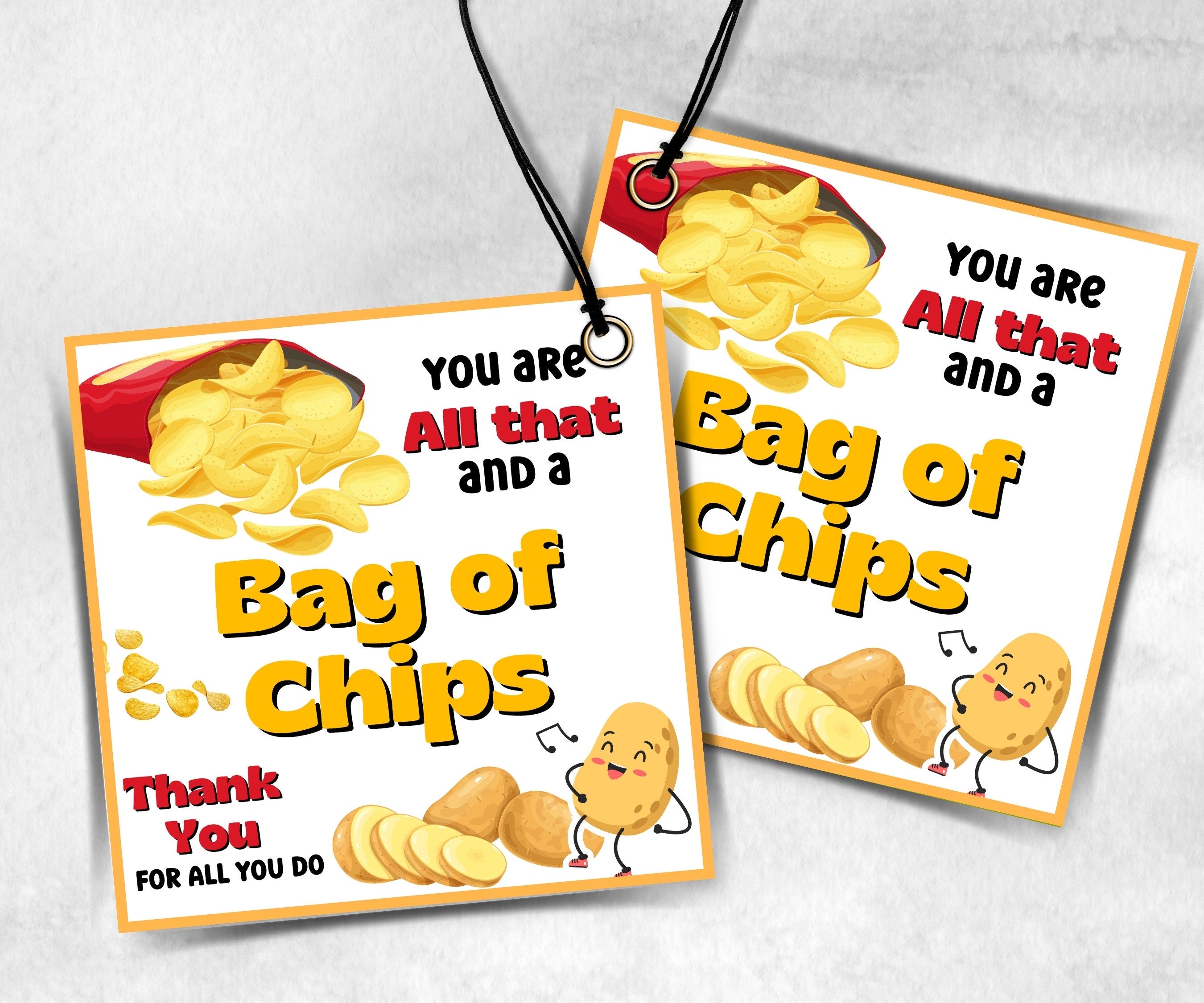 Bag of Chips Teacher Appreciation Treat Tag, End Of Year Snack Tag, Appreciation Treat Tag, Thank You scoop Tag, Volunteer Thank You tag-New Listings -TheHustlingCatLady-Planner Templates