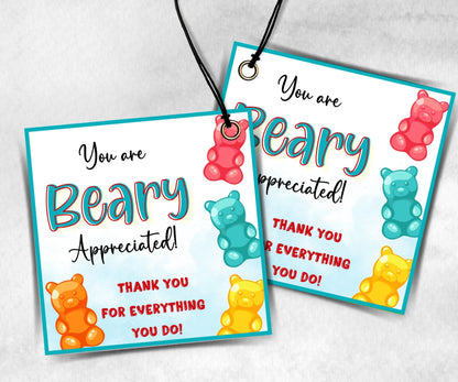 Beary appreciated Teacher Appreciation Treat Tag, End Of Year Snack Tag, Appreciation Treat Tag, Thank You Tag, Volunteer Thank You tea tag-New Listings -TheHustlingCatLady-Planner Templates