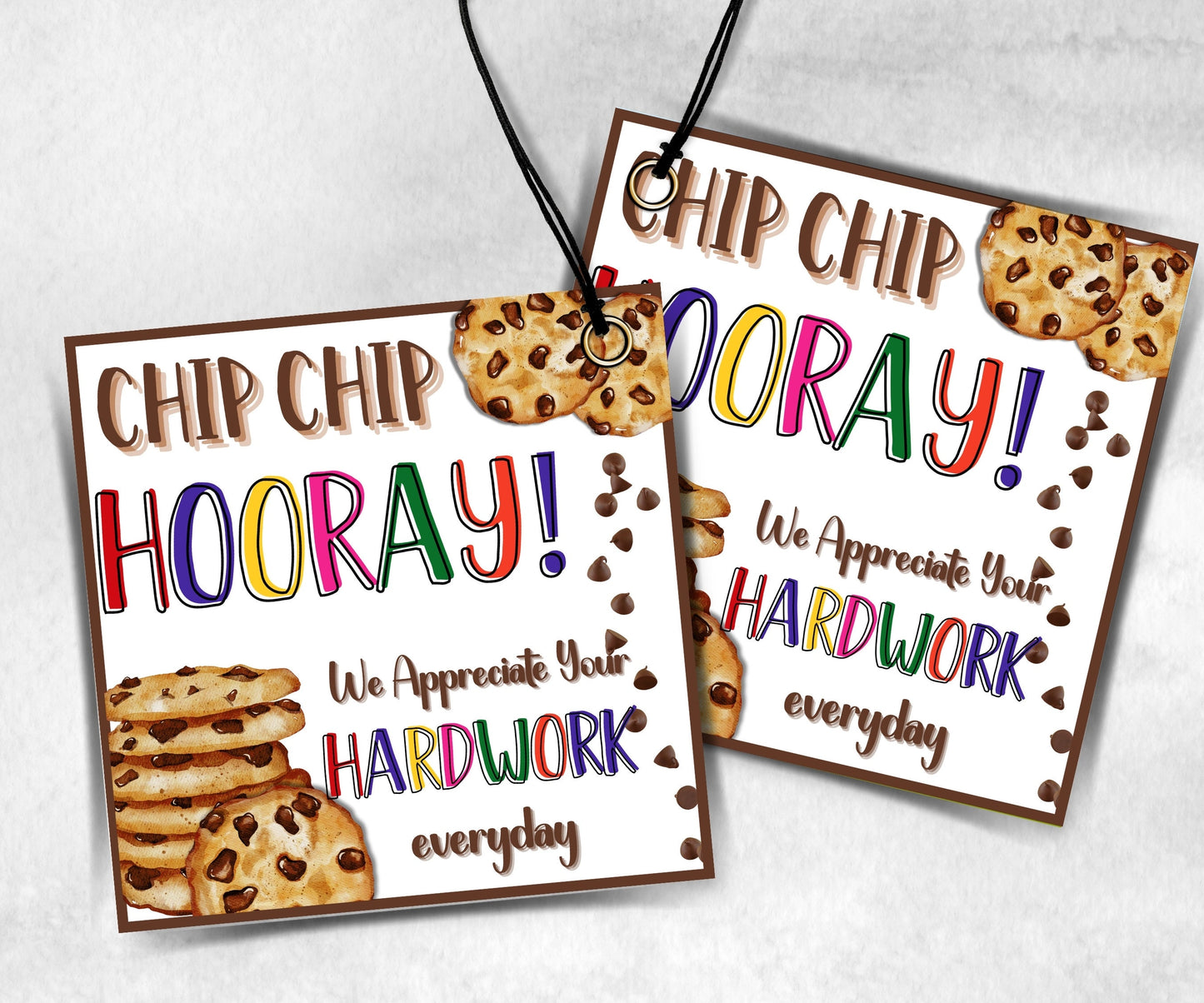 Chip Chip Hooray Teacher Appreciation Treat Tag, End Of Year Snack Tag, Appreciation Tag, Thank You choco chip Tag, Volunteer Thank You-New Listings -TheHustlingCatLady-Planner Templates