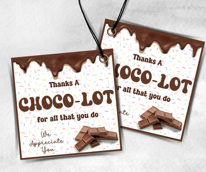 Thanks a choco-lot Teacher Appreciation Treat Tag, End Of Year Snack Tag, Appreciation Tag, Thank You chocolate Tag, Volunteer Thank You-New Listings -TheHustlingCatLady-Planner Templates