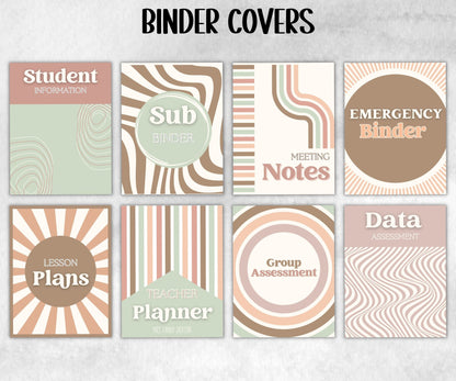 Classroom Teacher binders and folder covers, Editable Binder covers and spines, teacher resources, organized classroom, elementary classroom-Neutral Boho Decor -TheHustlingCatLady-Templates