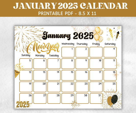 Kids January Calendar, Printable, 2025 Calendar, Homeschool Preschool Calendar Board, Children's Monthly Planner, New Year 2025 Calendar-Back To School -TheHustlingCatLady-Planner Templates