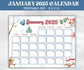 January Kids Calendar, Printable, 2025 Calendar, Homeschool Preschool Calendar Board, Children's Monthly Planner,Winter 2025 Calendar-Back To School -TheHustlingCatLady-Planner Templates