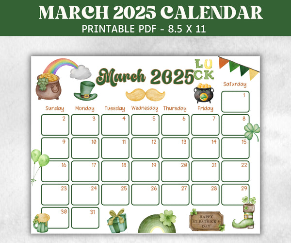 kids-march-2025-calendar-printable-2025-calendar-homeschool-preschool-calendar-board-childrens-monthly-planner-st-patricks-day-calendar-the-hustling-cat-lady