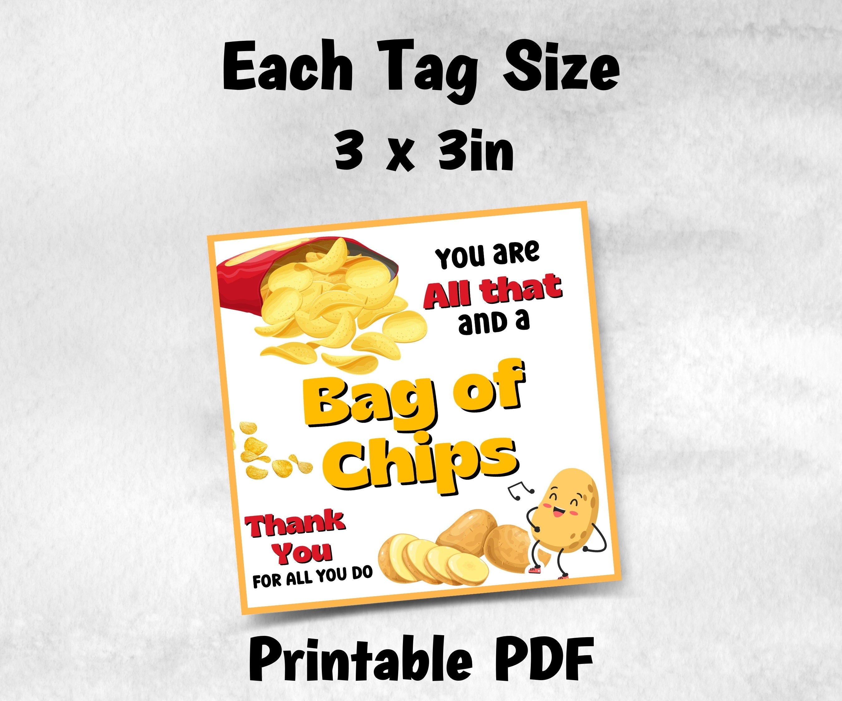 Bag of Chips Teacher Appreciation Treat Tag, End Of Year Snack Tag, Appreciation Treat Tag, Thank You scoop Tag, Volunteer Thank You tag-New Listings -TheHustlingCatLady-Planner Templates