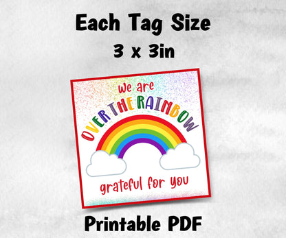 Over the rainbow Teacher Appreciation Treat Tag, End Of Year Snack Tag, Appreciation Tag, Thank You rainbow Tag, Volunteer Thank You tag-New Listings -TheHustlingCatLady-Planner Templates