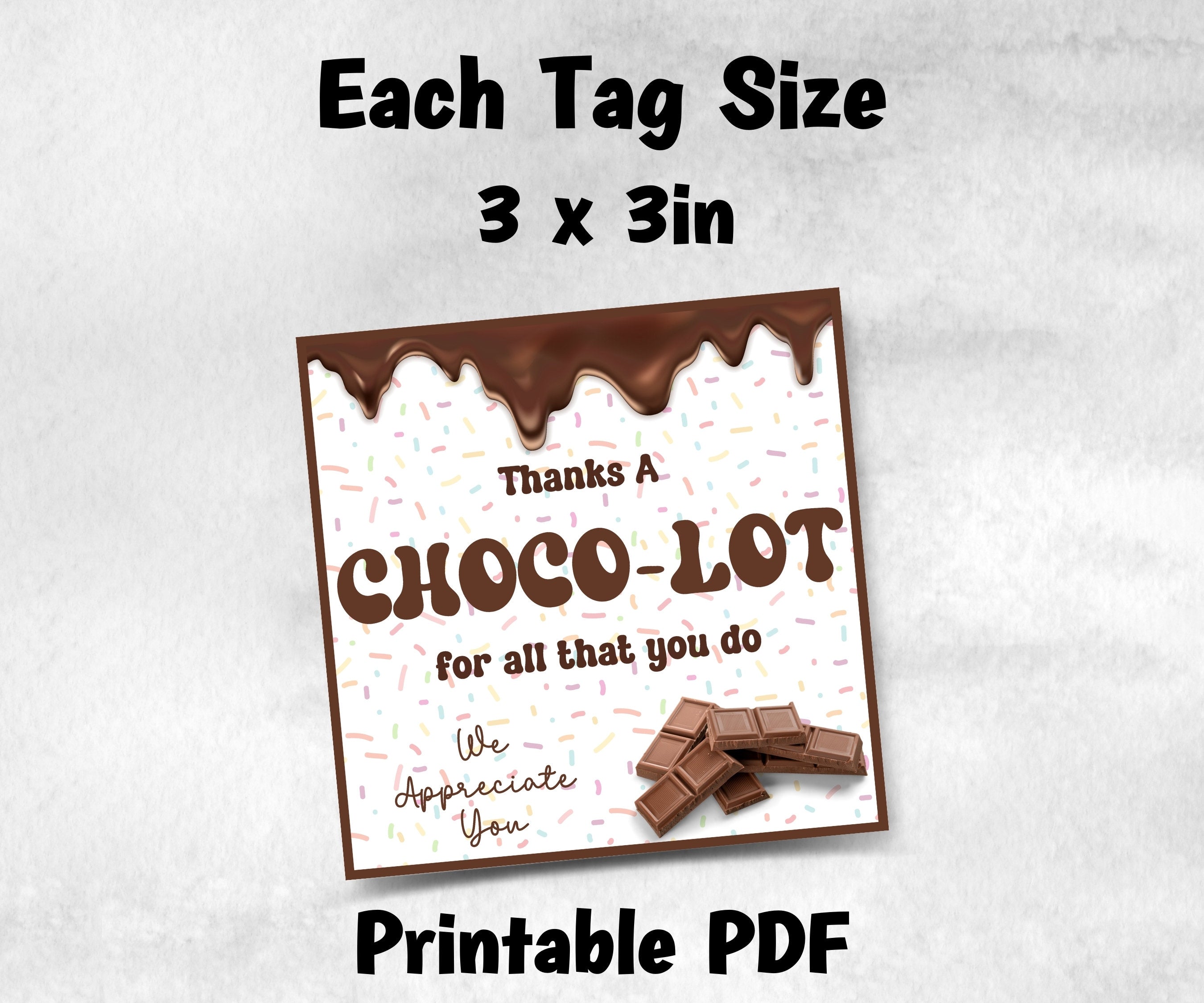 Thanks a choco-lot Teacher Appreciation Treat Tag, End Of Year Snack Tag, Appreciation Tag, Thank You chocolate Tag, Volunteer Thank You-New Listings -TheHustlingCatLady-Planner Templates