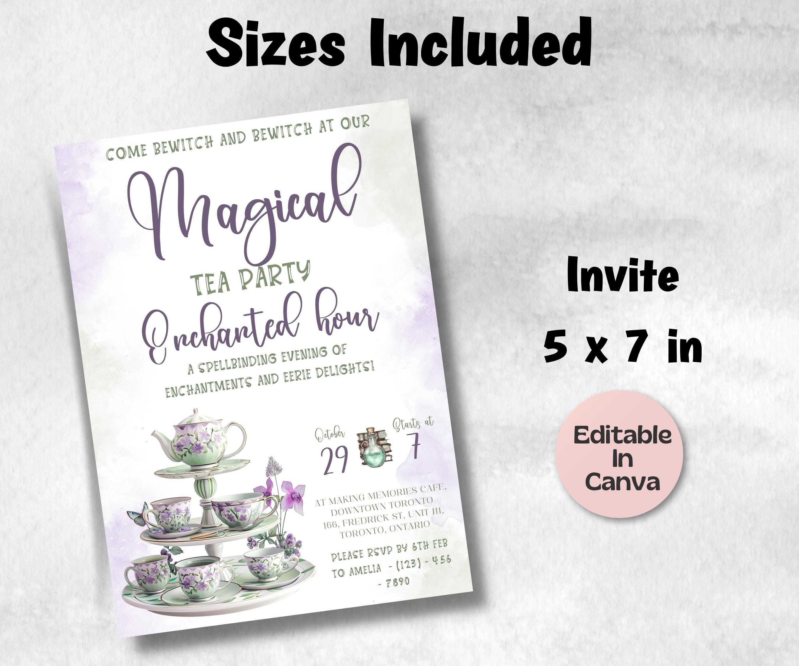 Editable Halloween Tea Party Invite, Halloween Bridal Shower, Witch Tea Party Template, Halloween Card Printable, Gothic Brunch Invite, Girl-New Listings -TheHustlingCatLady-Templates