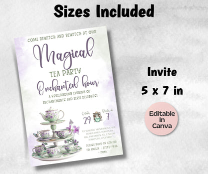 Editable Halloween Tea Party Invite, Halloween Bridal Shower, Witch Tea Party Template, Halloween Card Printable, Gothic Brunch Invite, Girl-New Listings -TheHustlingCatLady-Templates