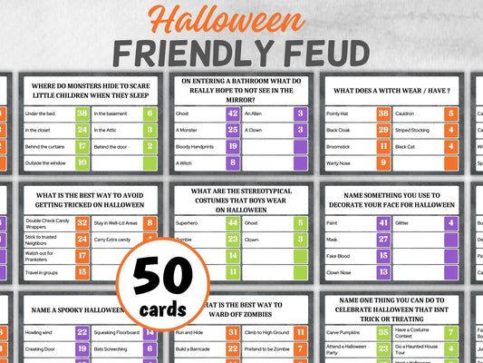 Halloween Office Party Game, Family Game Night, Game For Kids, Friendly Feud, Family Friendly Quiz, Halloween Trivia, Adult Friendly Feud-New Listings -TheHustlingCatLady-Party Games