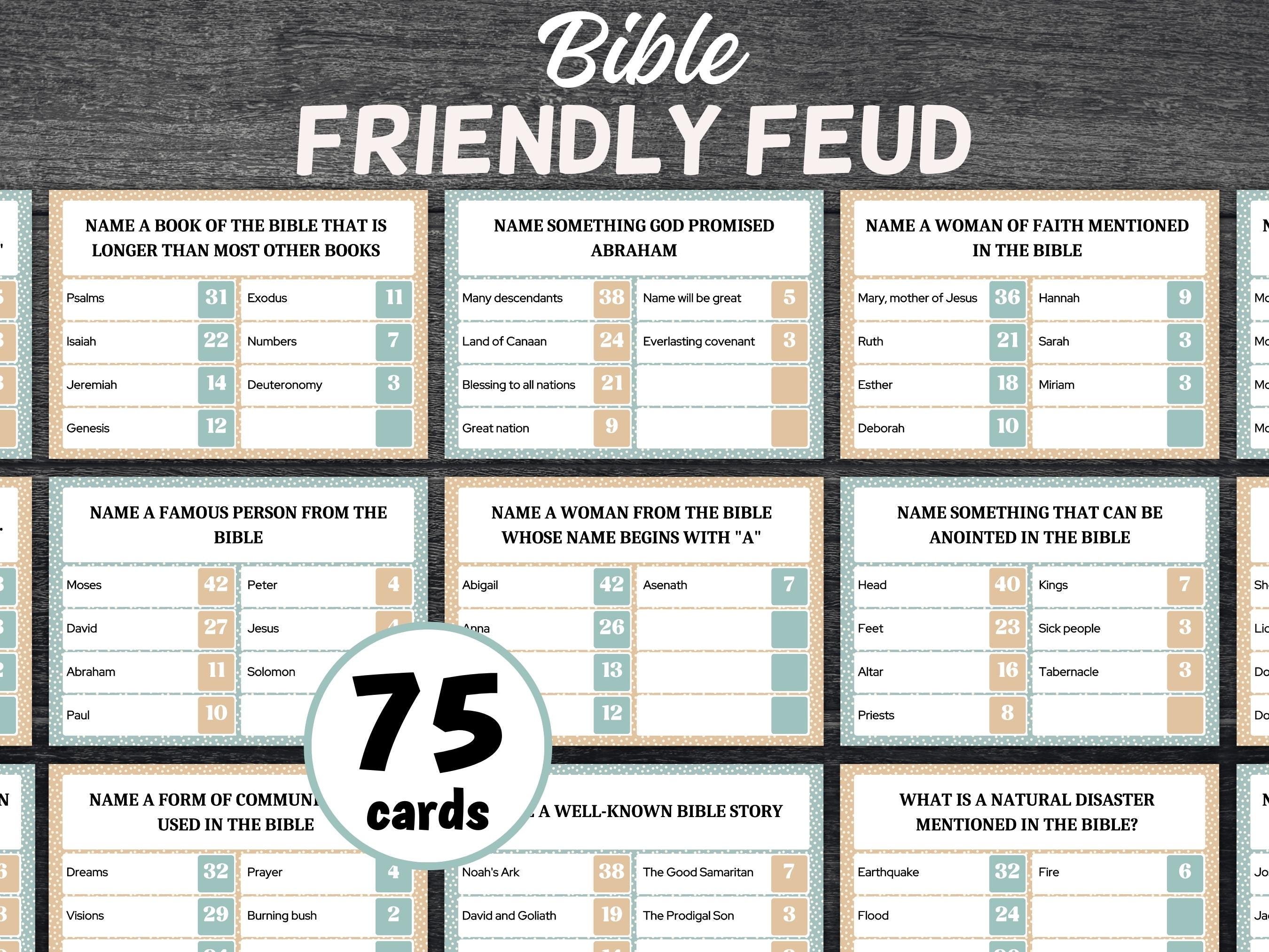 Bible Trivia For Adult And Teen, Bible Friendly Family Feud, Christian Bible Study Game, Bible Family Feud-Style Show, Youth Group Game-New Listings -TheHustlingCatLady-Planner Templates