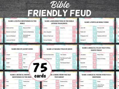 Bible Family Feud-Style Game Show cards, Christian Bible Study Game, Bible Trivia For Adult And Teen, Bible Friendly Family Feud, Group game-New Listings -TheHustlingCatLady-Planner Templates