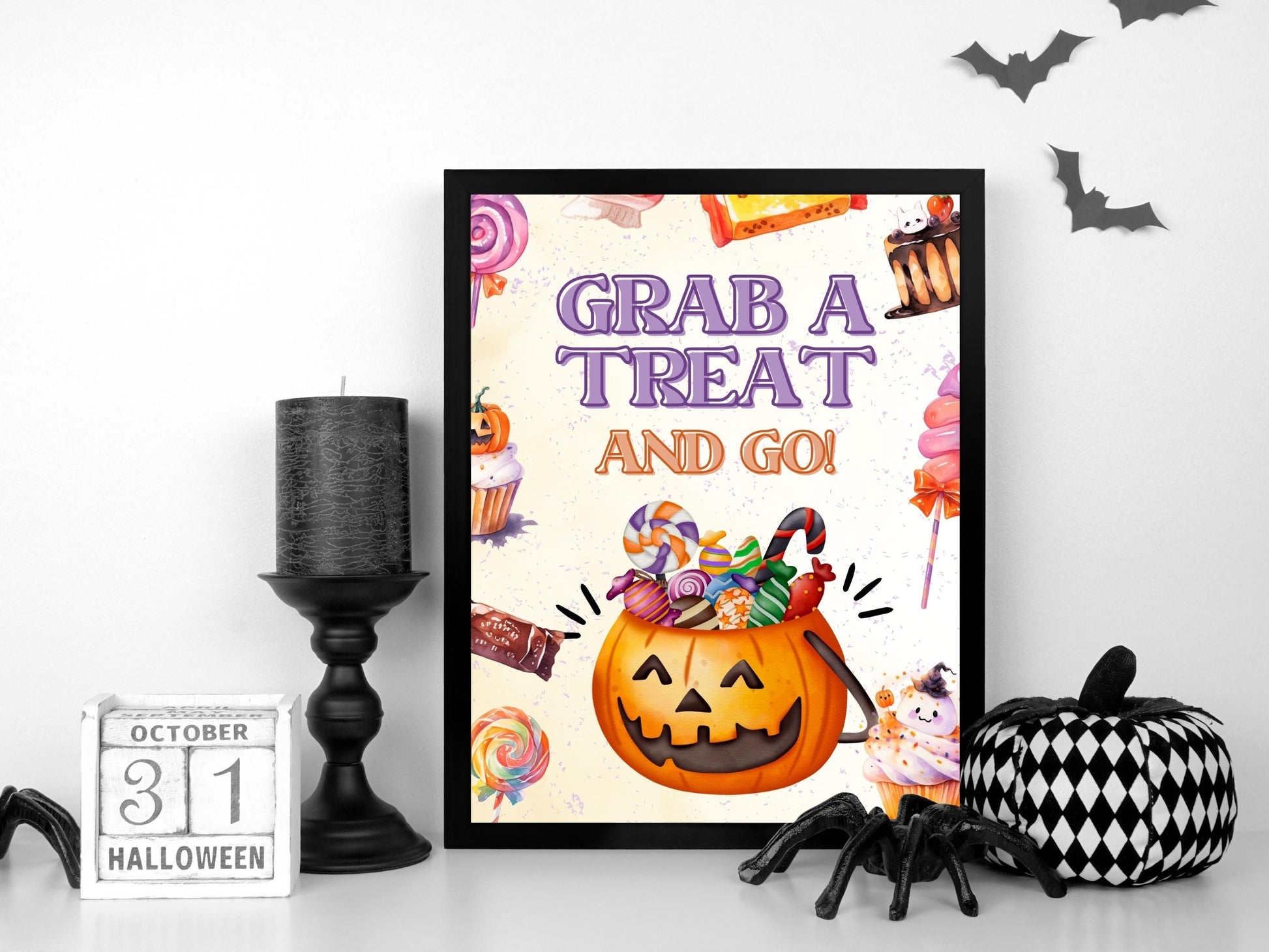 Grab a treat and go sign, Trick Or Treat Sign, Halloween Treat Sign Printable, Do Not Disturb, Please Take One, Candy Station Sign, Favor-New Listings -TheHustlingCatLady-Party Games