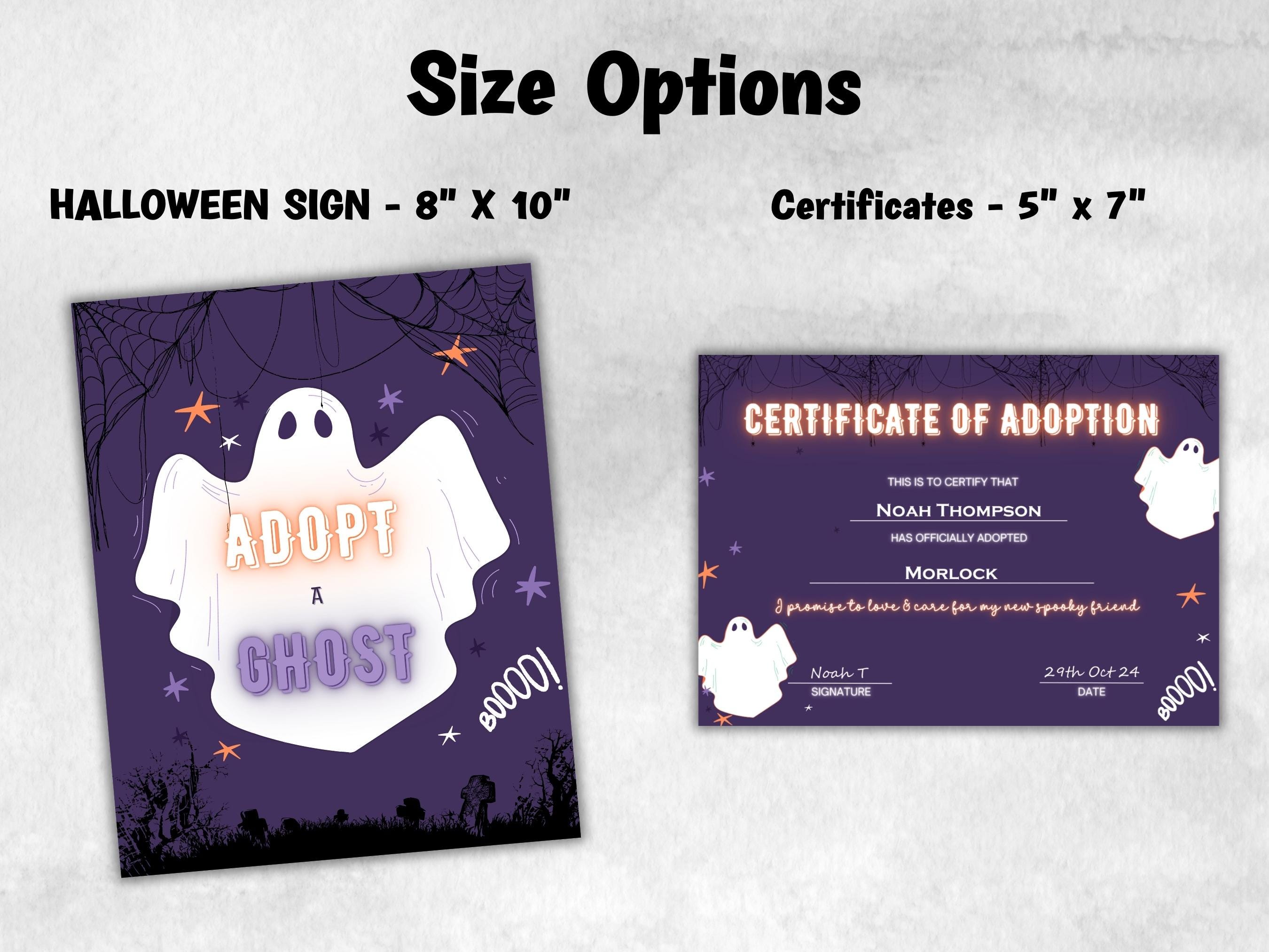 Adopt A Ghost Party Favors Printables, Halloween Ghost Activities, Adopt A Ghost Sign And Certificate, Spooktacular Halloween Party Decor-New Listings -TheHustlingCatLady-Party Games