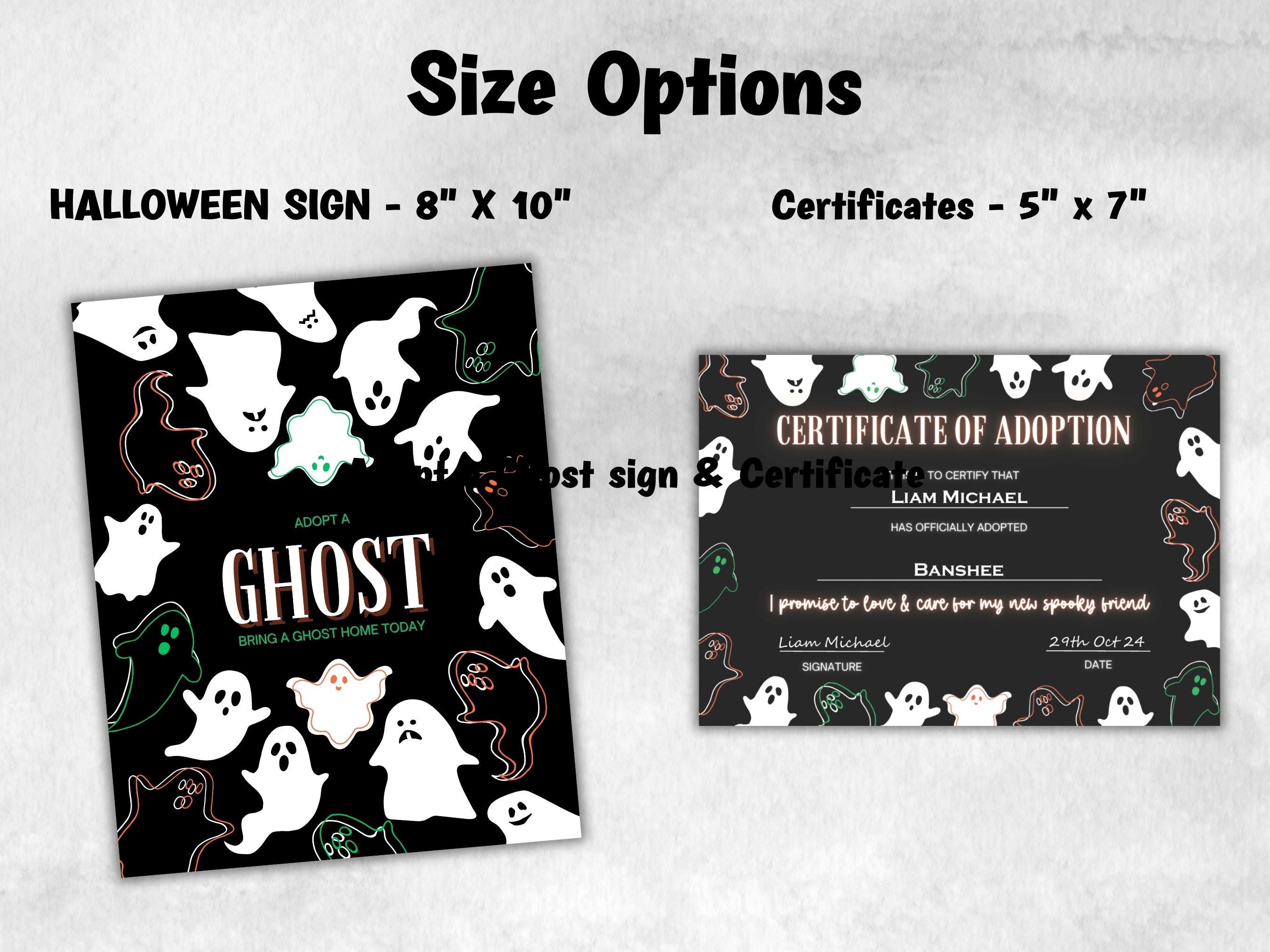 Adopt A Ghost Sign, Adopt A Ghost Party Favors Printable, Halloween Ghost Activity, Adopt A Ghost Certificate, Spooktacular Halloween Decor-New Listings -TheHustlingCatLady-Party Games