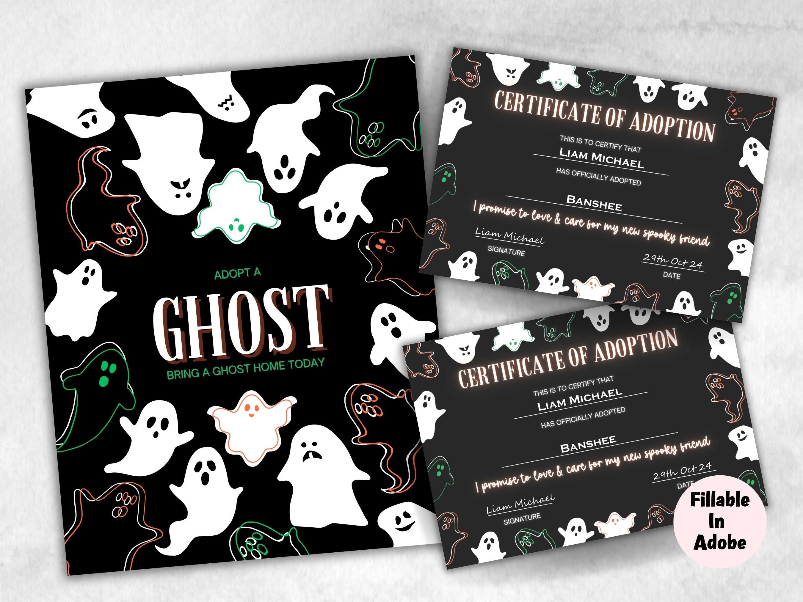 Adopt A Ghost Sign, Adopt A Ghost Party Favors Printable, Halloween Ghost Activity, Adopt A Ghost Certificate, Spooktacular Halloween Decor-New Listings -TheHustlingCatLady-Party Games