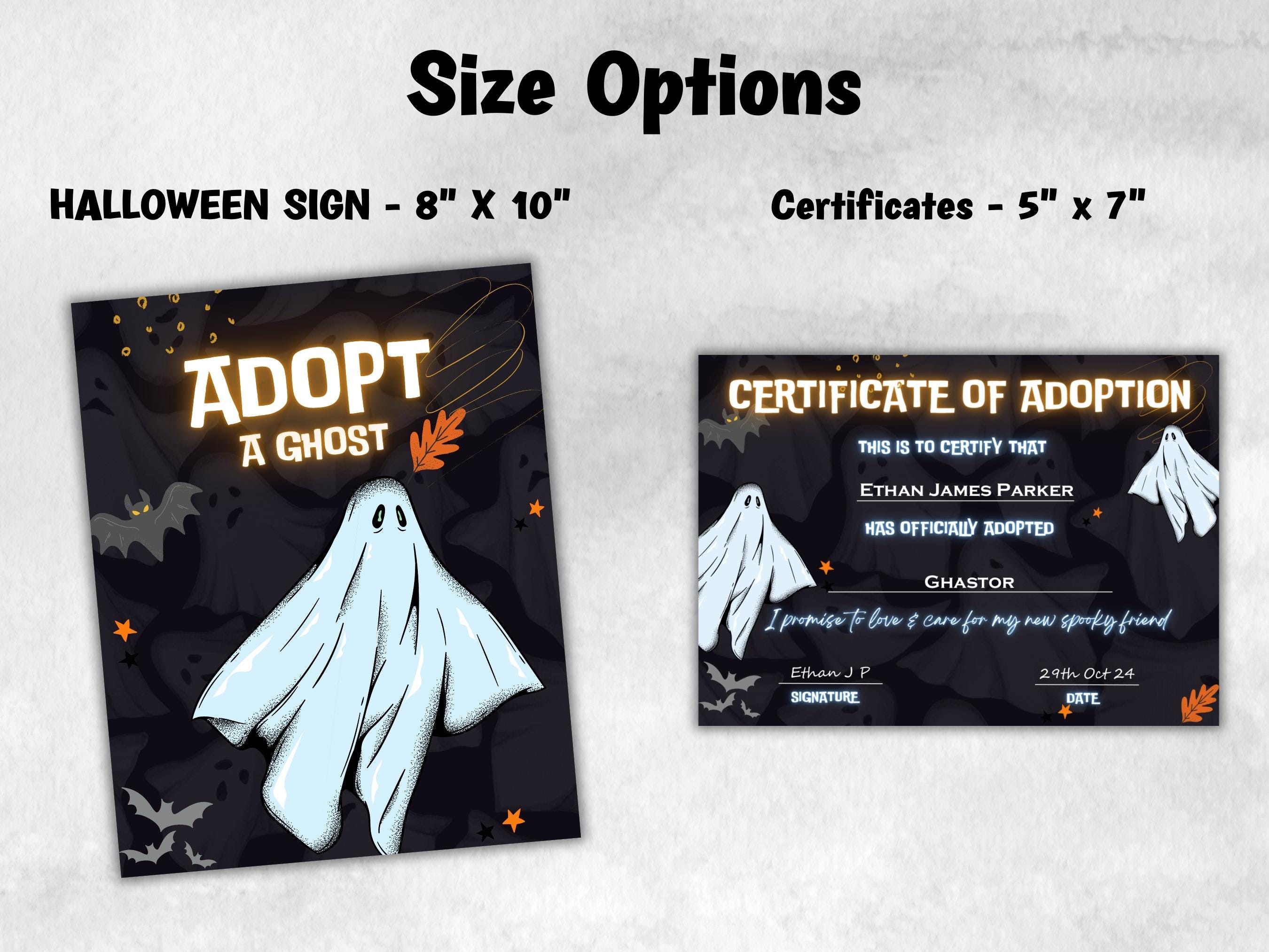 Adopt A Ghost Certificate, Ghost adoption party, Adopt A Ghost Sign, Adopt A Ghost Party Favors Printable, Halloween Ghost Activities-New Listings -TheHustlingCatLady-Party Games