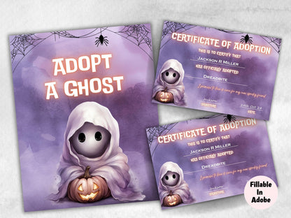 Halloween Ghost Activities, Adopt A Ghost Certificate, Ghost adoption party, Adopt A Ghost Sign, Adopt A Ghost Party Favors Printable,-New Listings -TheHustlingCatLady-Party Games