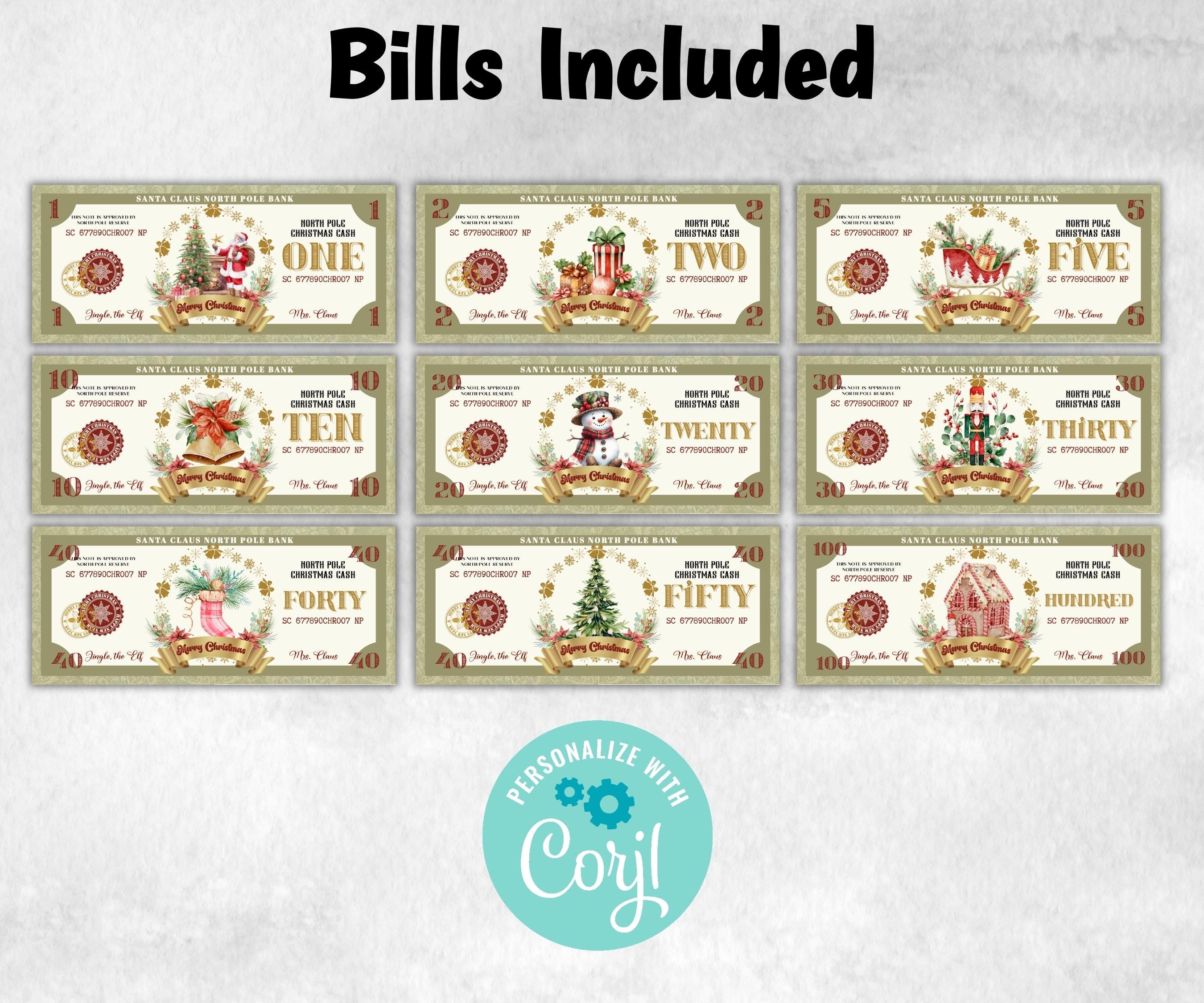 editable christmas bucks, ready to print christmas play money