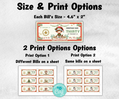 Ready To Print Christmas Play Money, North Pole Dollar Bill, Stocking Stuffer, Printable Christmas Money, Editable Christmas Bucks, Dollar-New Listings -TheHustlingCatLady-Party Games