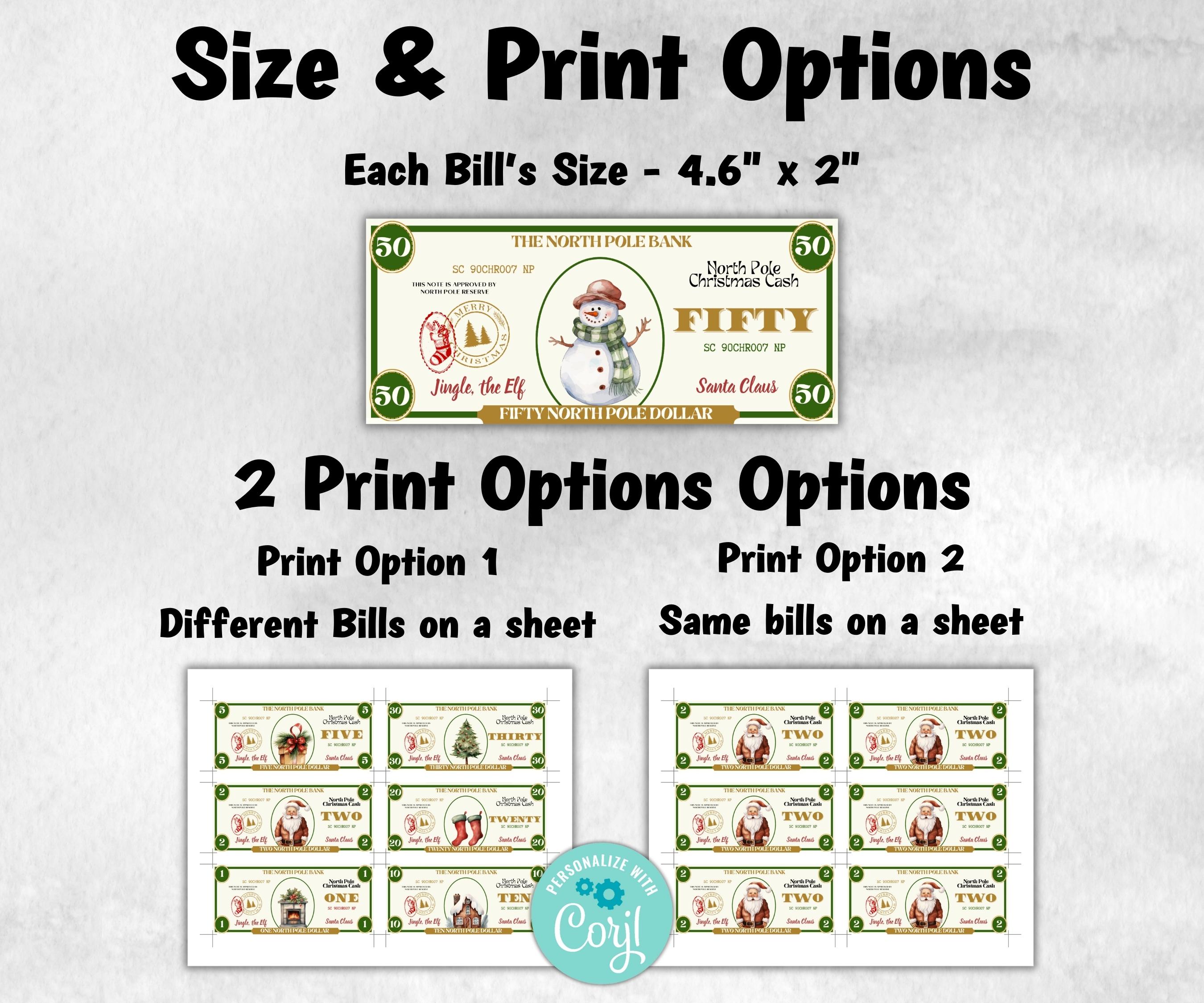 Printable Christmas Money, North Pole Dollar Bill, Stocking Stuffer, Ready To Print Christmas Play Money, Editable Christmas Bucks, Dollar-New Listings -TheHustlingCatLady-Party Games