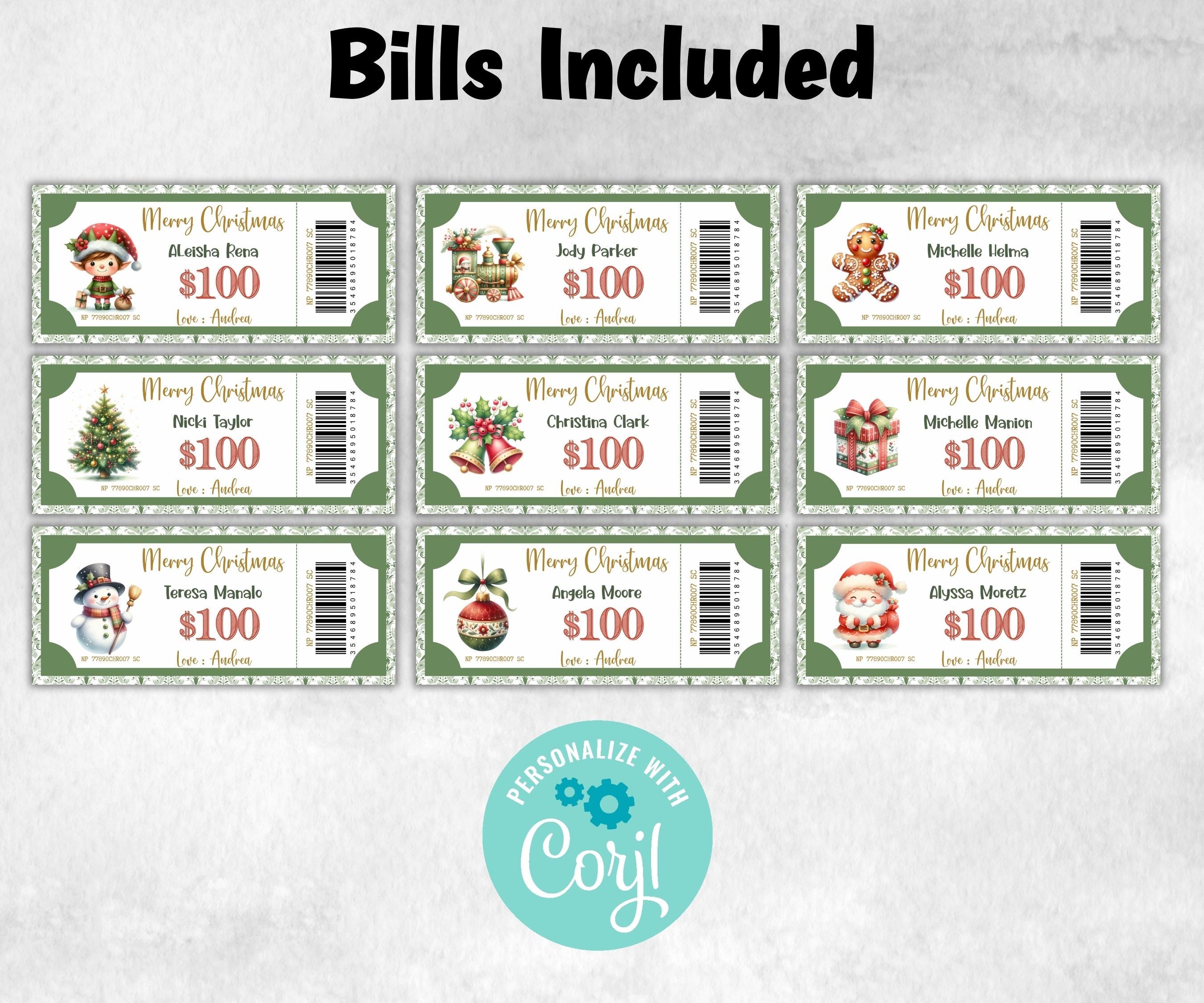 Editable Christmas Dollars, Ready To Print Christmas Play Money, North Pole Dollar Bill, Stocking Stuffer, Printable Christmas Money, Gifts-New Listings -TheHustlingCatLady-Party Games