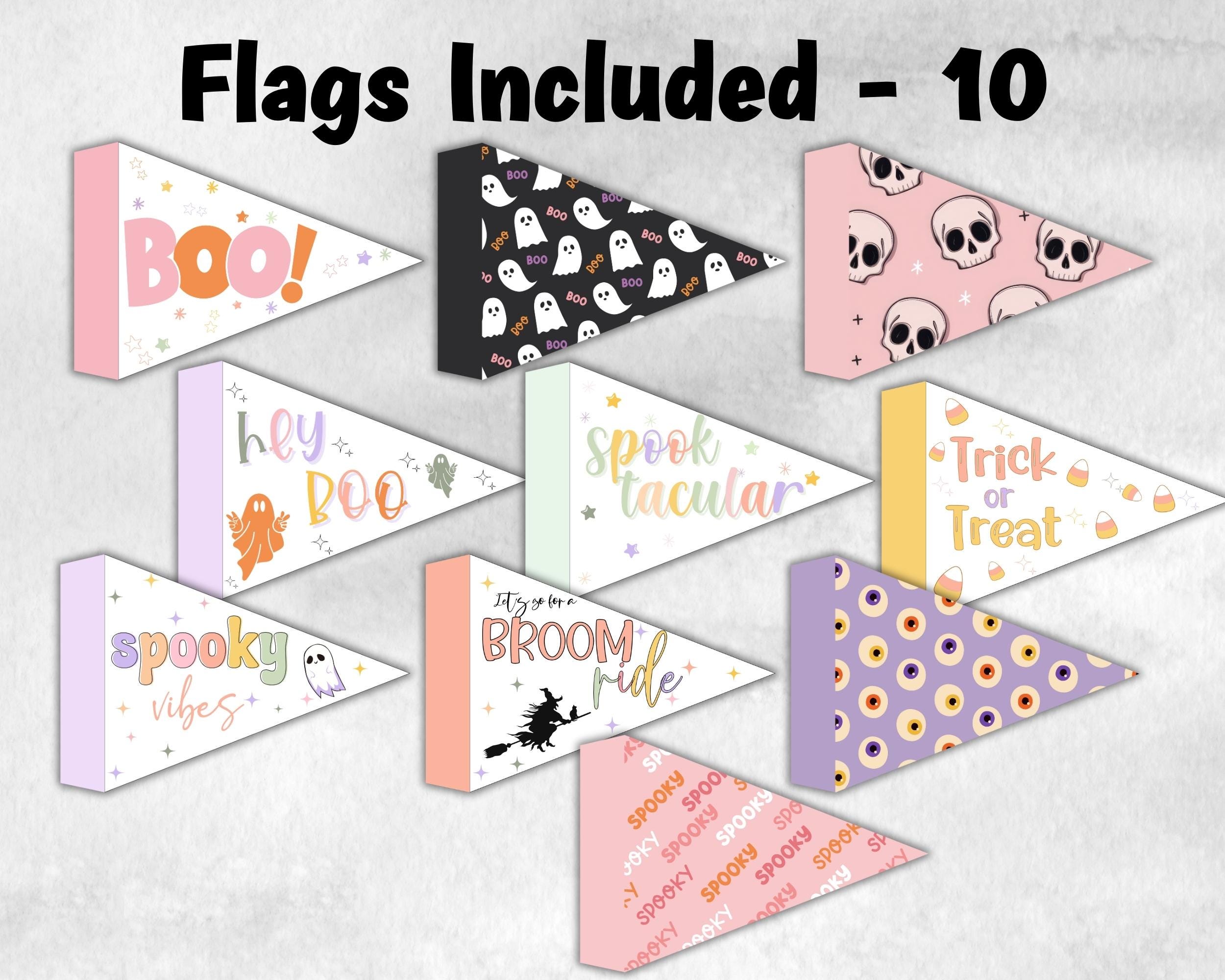 Halloween Printable Party Flags, Halloween Flag, Child Play Wand, Halloween Photo Prop, Halloween Wand, Kids Halloween Party, Trick or treat-New Listings -TheHustlingCatLady-Garlands, Flags & Bunting