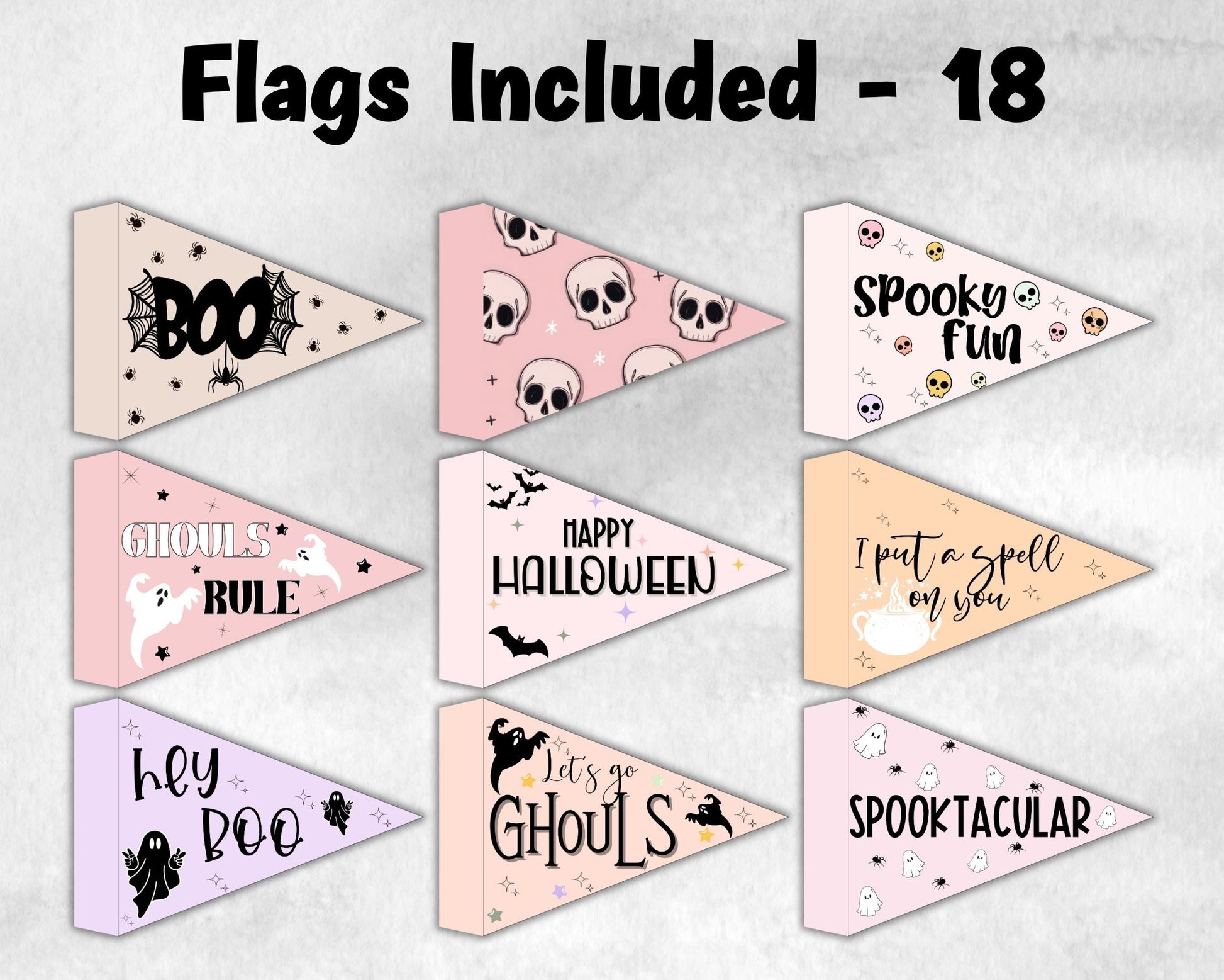 Halloween Photo Prop, Hey Boo Halloween Flag, Child Play Wand, Halloween Printable Flag, Wand, Kids Halloween Party, Trick or treat Wand-New Listings -TheHustlingCatLady-Garlands, Flags & Bunting