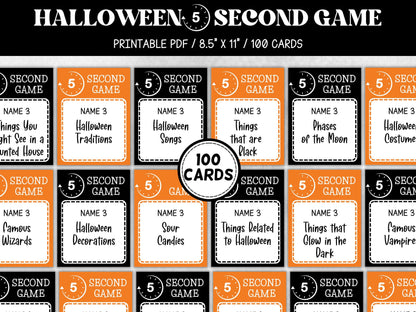 Halloween 5 Second Game, Family Fun Night, Spooky Party Activity, Fast-Paced Trivia, Vintage Game, Classroom Challenge, Office Event Fun-Halloween Printables -TheHustlingCatLady-Party Games