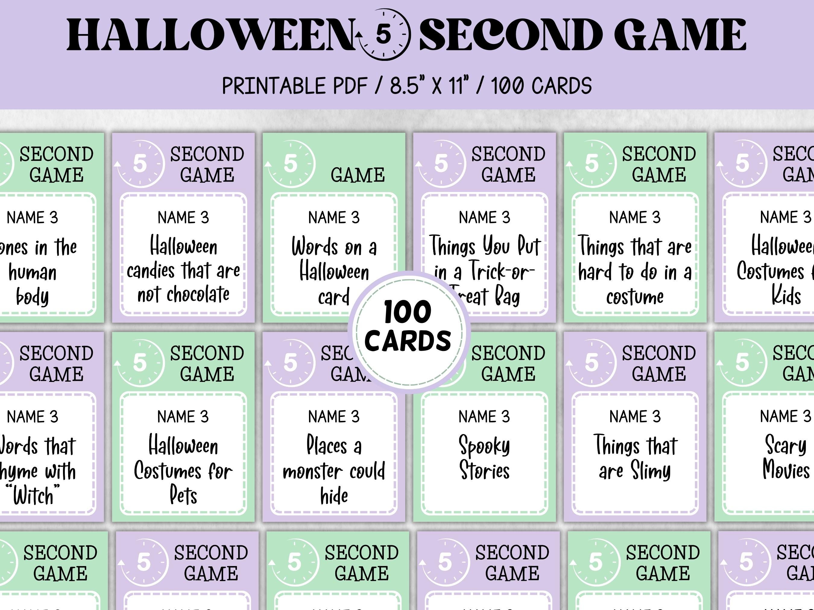 Spooky Party Activity, Halloween 5 Second Game, Family Fun Night, Fast-Paced Trivia, Vintage Game, Classroom Challenge, Office Event Fun-Halloween Printables -TheHustlingCatLady-Party Games