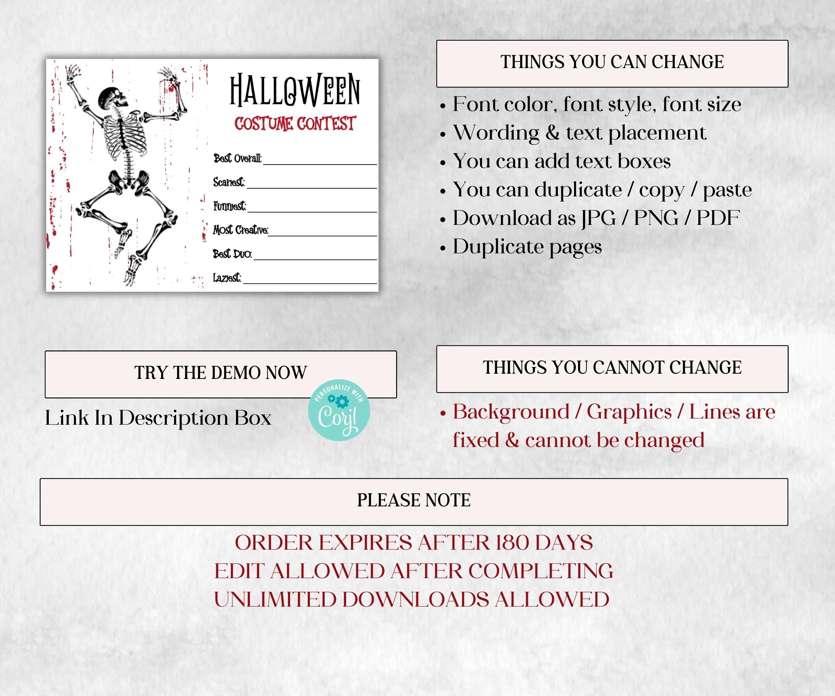 Halloween Contest, Pumpkin Carving Contest Voting Cards, Voting Ballot, Best Costume Award, Costume Vote Cards, Costume Competition, Ballot-New Listings -TheHustlingCatLady-Party Games