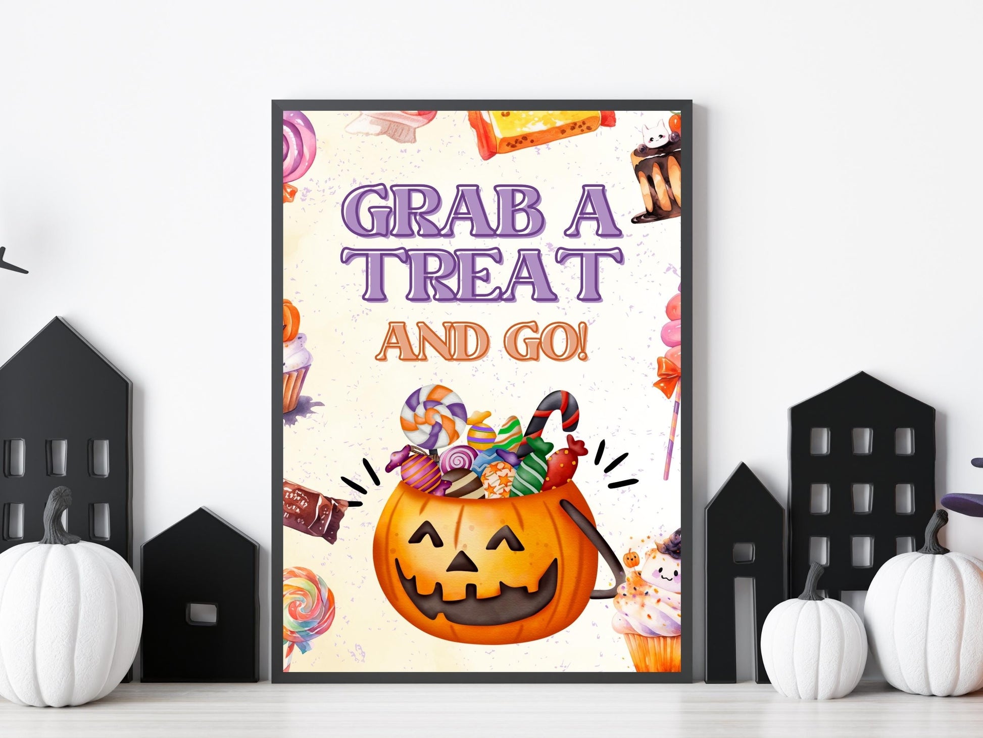 Grab a treat and go sign, Trick Or Treat Sign, Halloween Treat Sign Printable, Do Not Disturb, Please Take One, Candy Station Sign, Favor-New Listings -TheHustlingCatLady-Party Games