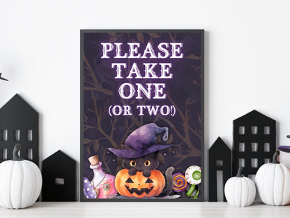 Halloween Please take one or two sign, Trick Or Treat Sign, Ghosts Goblins Welcome sign Printable, Do Not Disturb, Candy Station Sign, Favor-New Listings -TheHustlingCatLady-Party Games