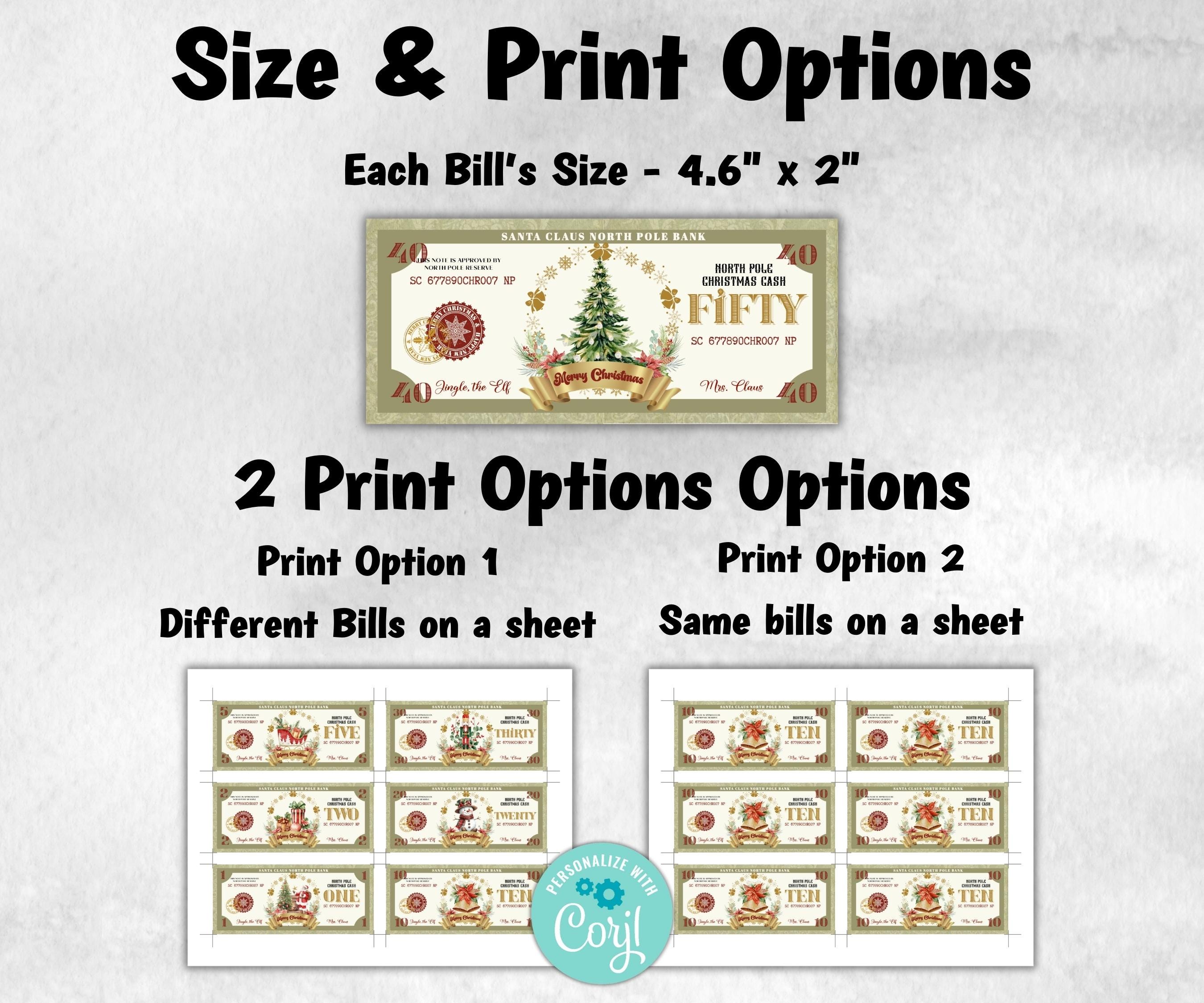 Editable Christmas Bucks, Ready To Print Christmas Play Money, North Pole Dollar Bill, Stocking Stuffer, Printable Christmas Money, Dollar-New Listings -TheHustlingCatLady-Party Games