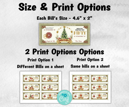 Editable Christmas Bucks, Ready To Print Christmas Play Money, North Pole Dollar Bill, Stocking Stuffer, Printable Christmas Money, Dollar-New Listings -TheHustlingCatLady-Party Games