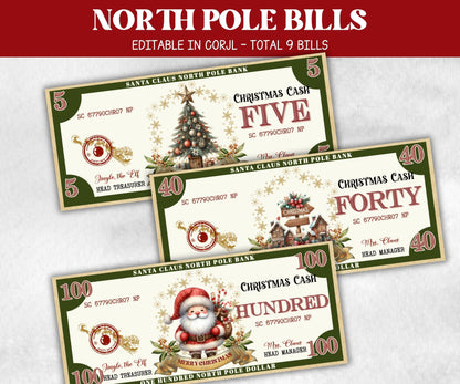 Stocking Stuffer, Ready To Print Christmas Play Money, North Pole Dollar Bill, Printable Christmas Money, Editable Christmas Bucks, Dollar-New Listings -TheHustlingCatLady-Party Games