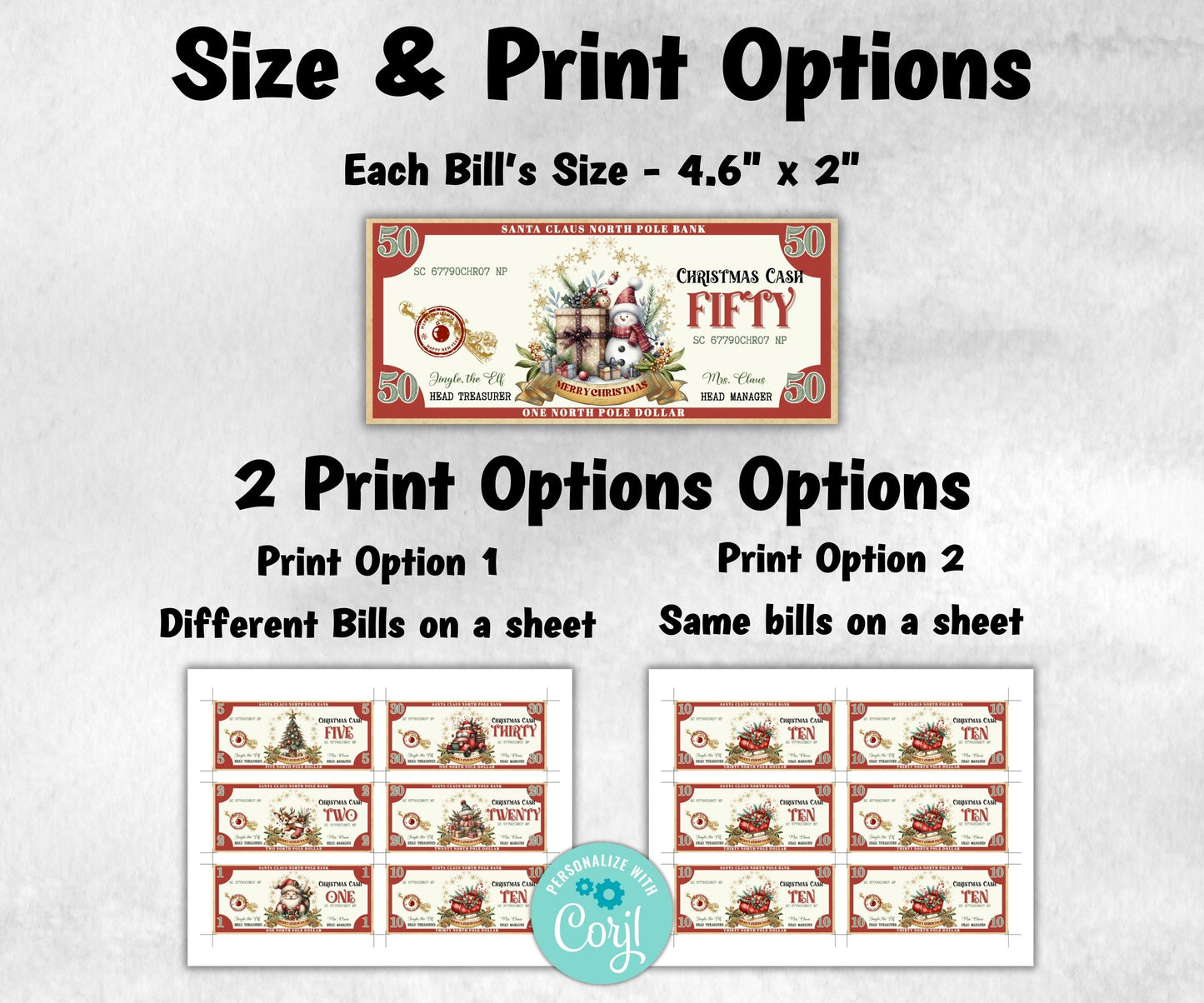 Ready To Print Christmas Bucks, Editable Christmas Play money, North Pole Dollar Bill, Stocking Stuffer, Printable Christmas Money, Dollar-New Listings -TheHustlingCatLady-Party Games