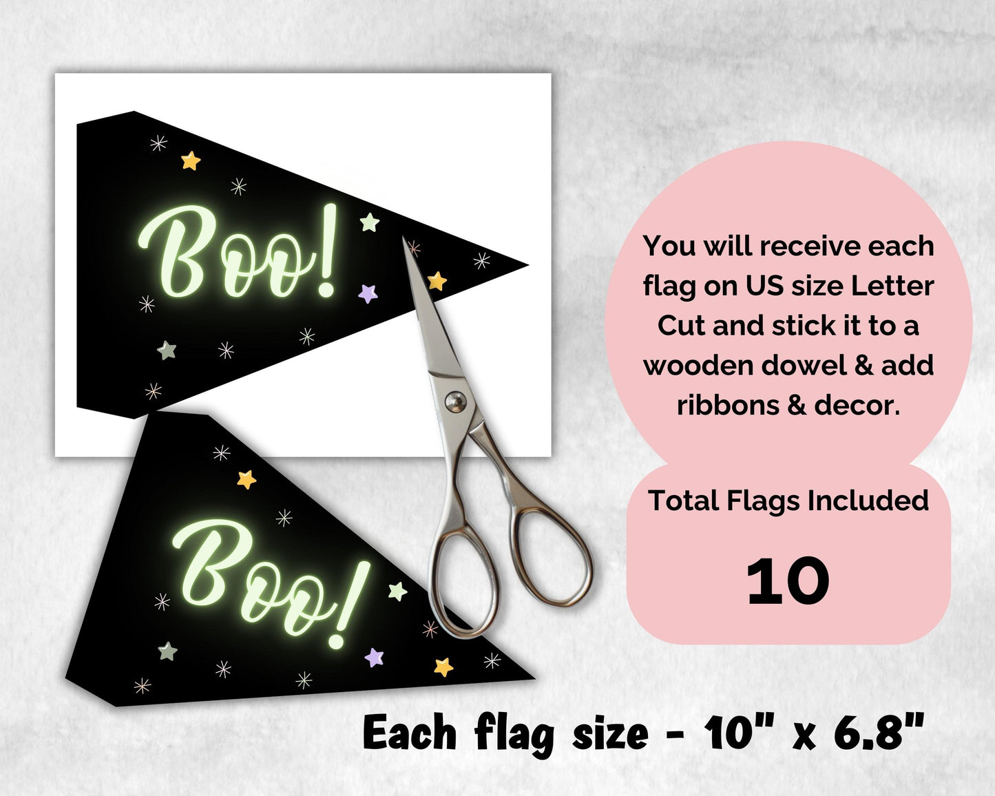 Halloween Flag, Child Play Wand, Halloween Photo Prop, Halloween Printable Party Flags, Halloween Wand, Kids Halloween Party, Trick or treat-New Listings -TheHustlingCatLady-Garlands, Flags & Bunting