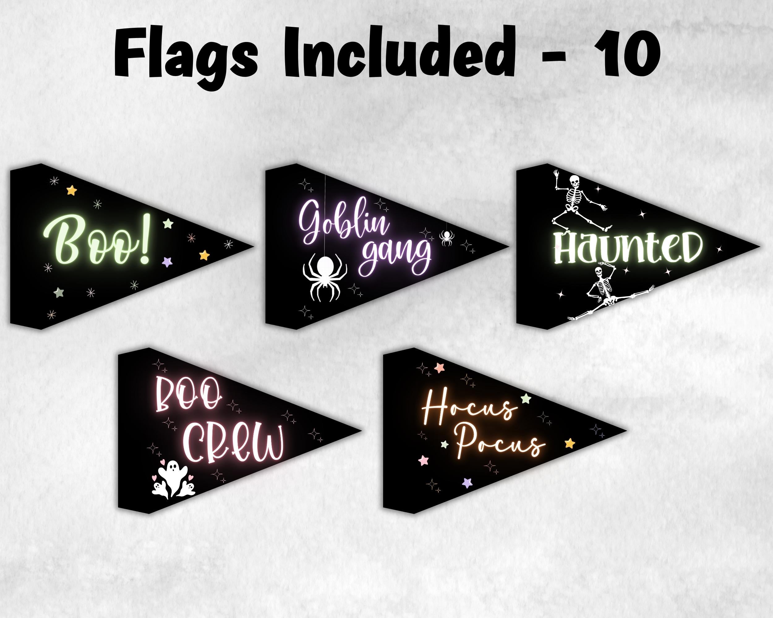 Halloween Flag, Child Play Wand, Halloween Photo Prop, Halloween Printable Party Flags, Halloween Wand, Kids Halloween Party, Trick or treat-New Listings -TheHustlingCatLady-Garlands, Flags & Bunting