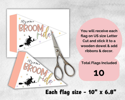 Halloween Printable Party Flags, Halloween Flag, Child Play Wand, Halloween Photo Prop, Halloween Wand, Kids Halloween Party, Trick or treat-New Listings -TheHustlingCatLady-Garlands, Flags & Bunting