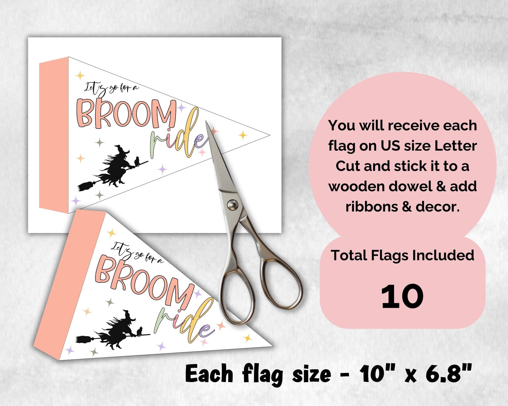 Halloween Printable Party Flags, Halloween Flag, Child Play Wand, Halloween Photo Prop, Halloween Wand, Kids Halloween Party, Trick or treat-New Listings -TheHustlingCatLady-Garlands, Flags & Bunting