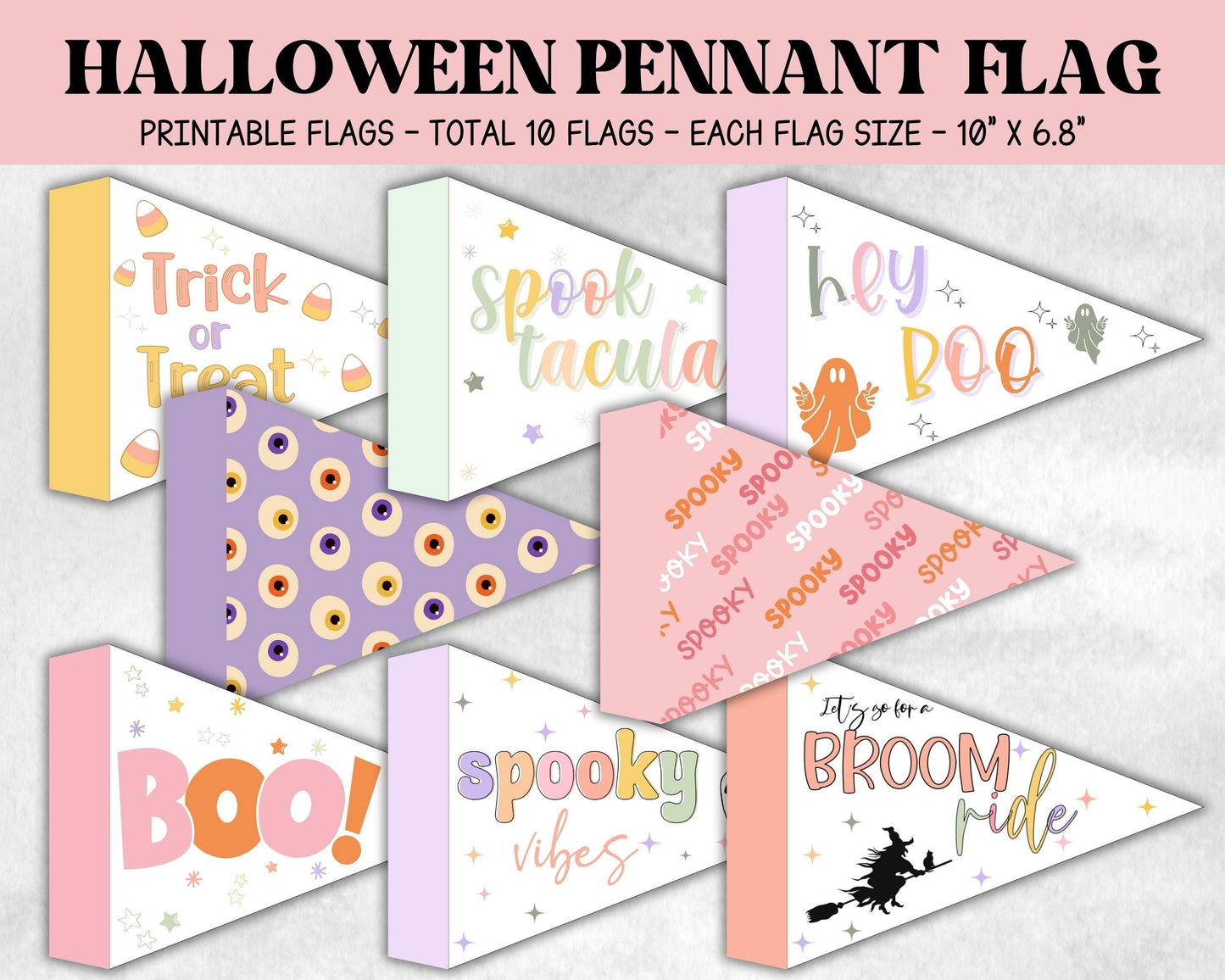 Halloween Printable Party Flags, Halloween Flag, Child Play Wand, Halloween Photo Prop, Halloween Wand, Kids Halloween Party, Trick or treat-New Listings -TheHustlingCatLady-Garlands, Flags & Bunting