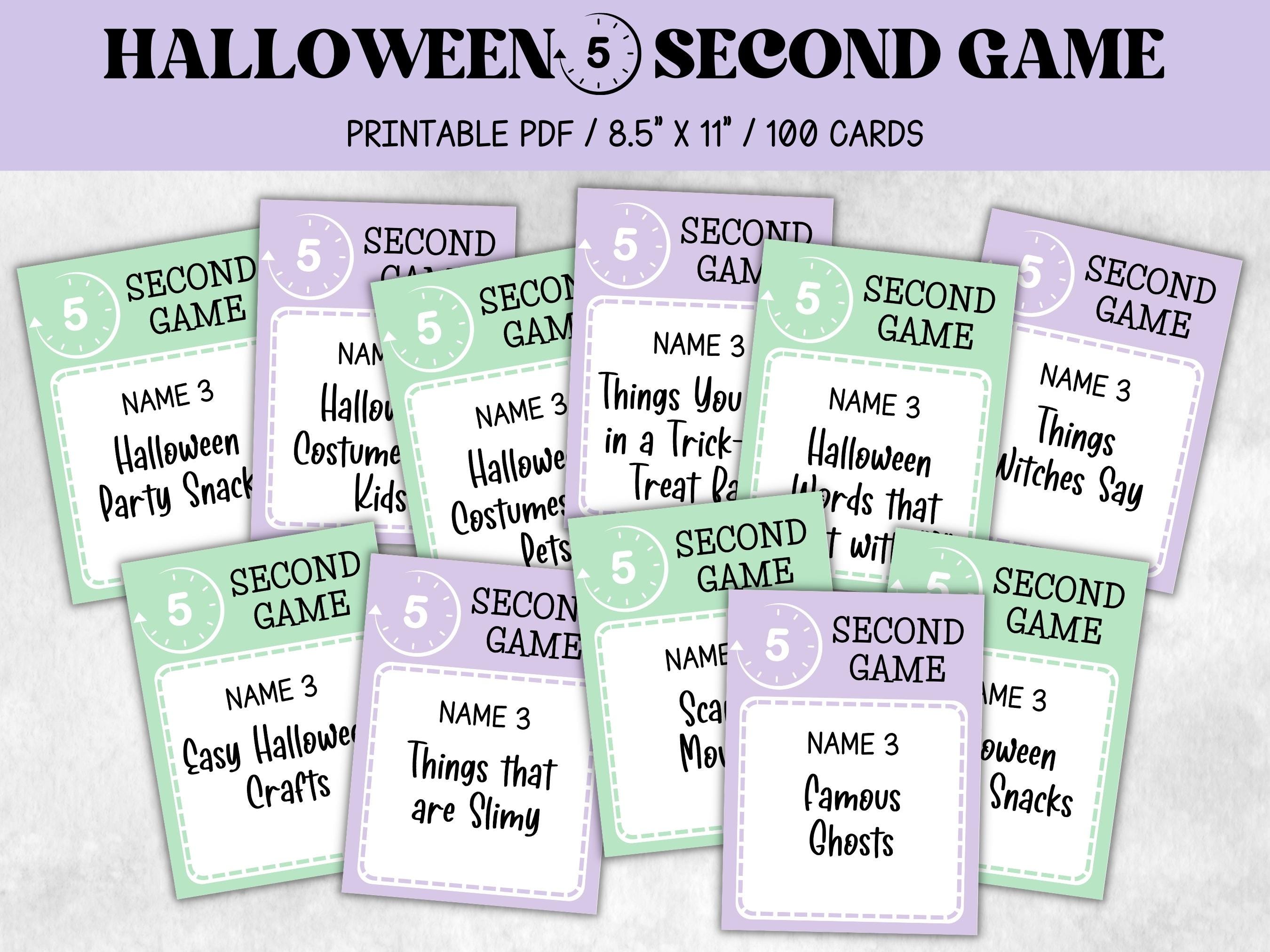 Spooky Party Activity, Halloween 5 Second Game, Family Fun Night, Fast-Paced Trivia, Vintage Game, Classroom Challenge, Office Event Fun-Halloween Printables -TheHustlingCatLady-Party Games