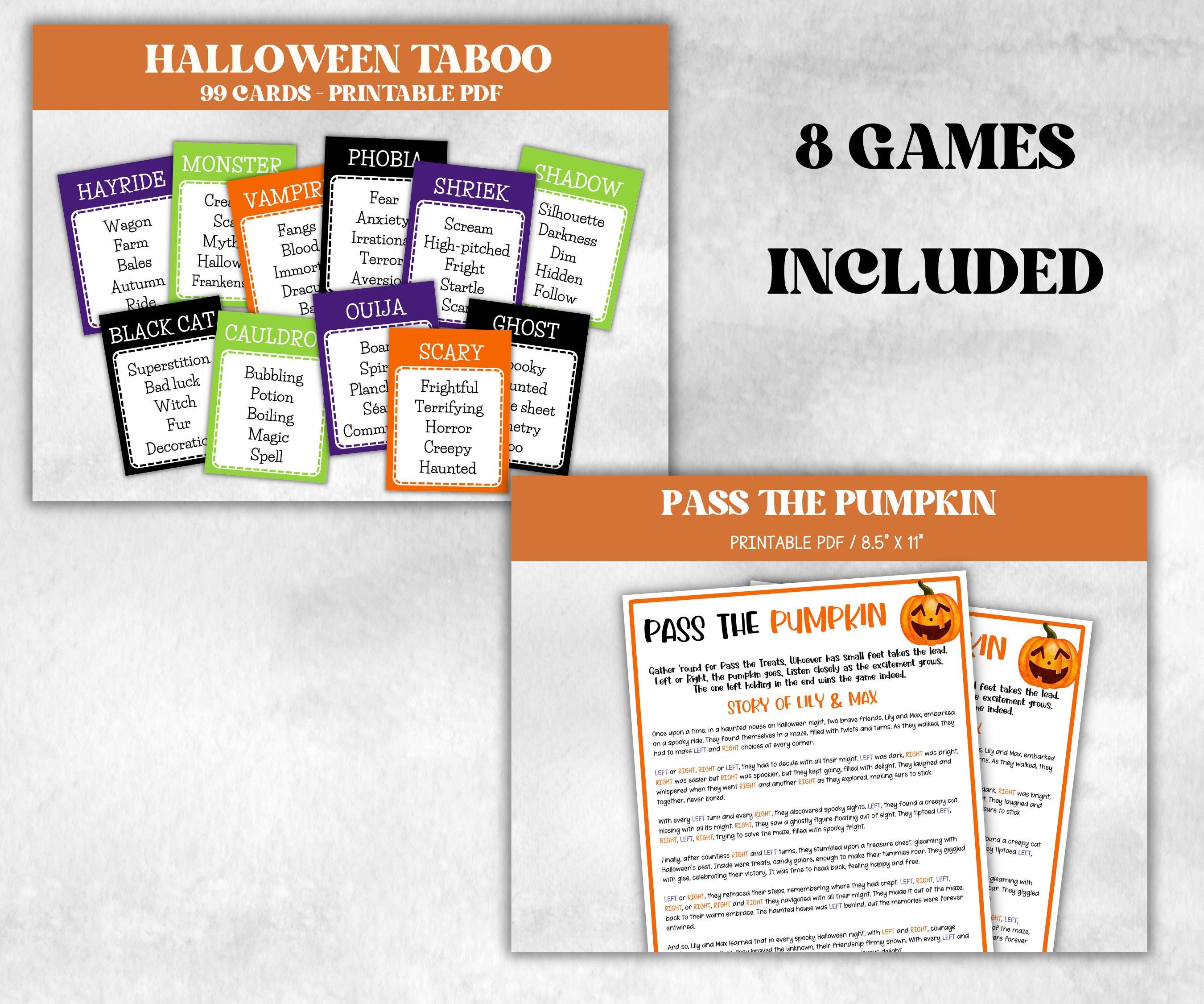 Halloween Games Bundle, Family Feud, Truth Or Scare, 5 Second Game, Scavenger Hunt, Charades, Taboo, Printable Halloween Party Activities-Halloween Printables -TheHustlingCatLady-Party Games